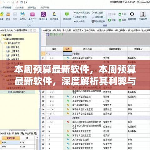 本周预算最新软件深度解析，利弊与个人观点