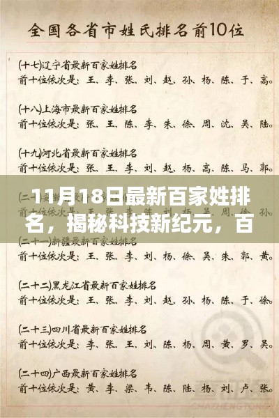 揭秘科技新纪元，最新百家姓排名智能助手引领生活变革风潮，11月18日全新升级发布！