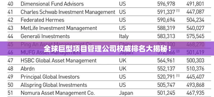 全球巨型项目管理公司权威排名大揭秘！